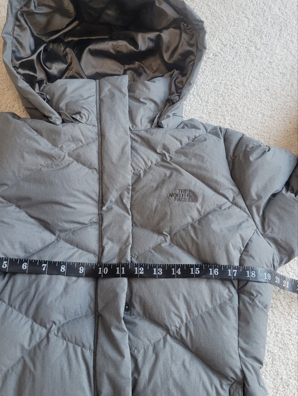 The North Face Women’s Miss Metro 550 Down Parka Gray Long Hooded Puffer Coat M - Picture 8 of 11